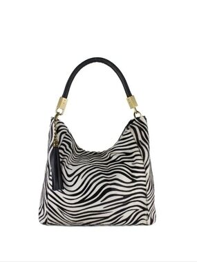 Black and White Zebra Hobo Bag with Tassel